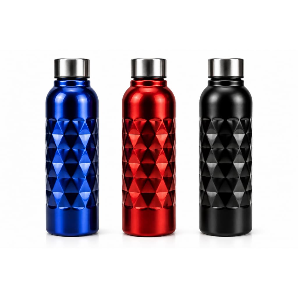 Kit Garrafa Inox 750ml Art House Texturizada Squeeze Academia Escola Trabalho