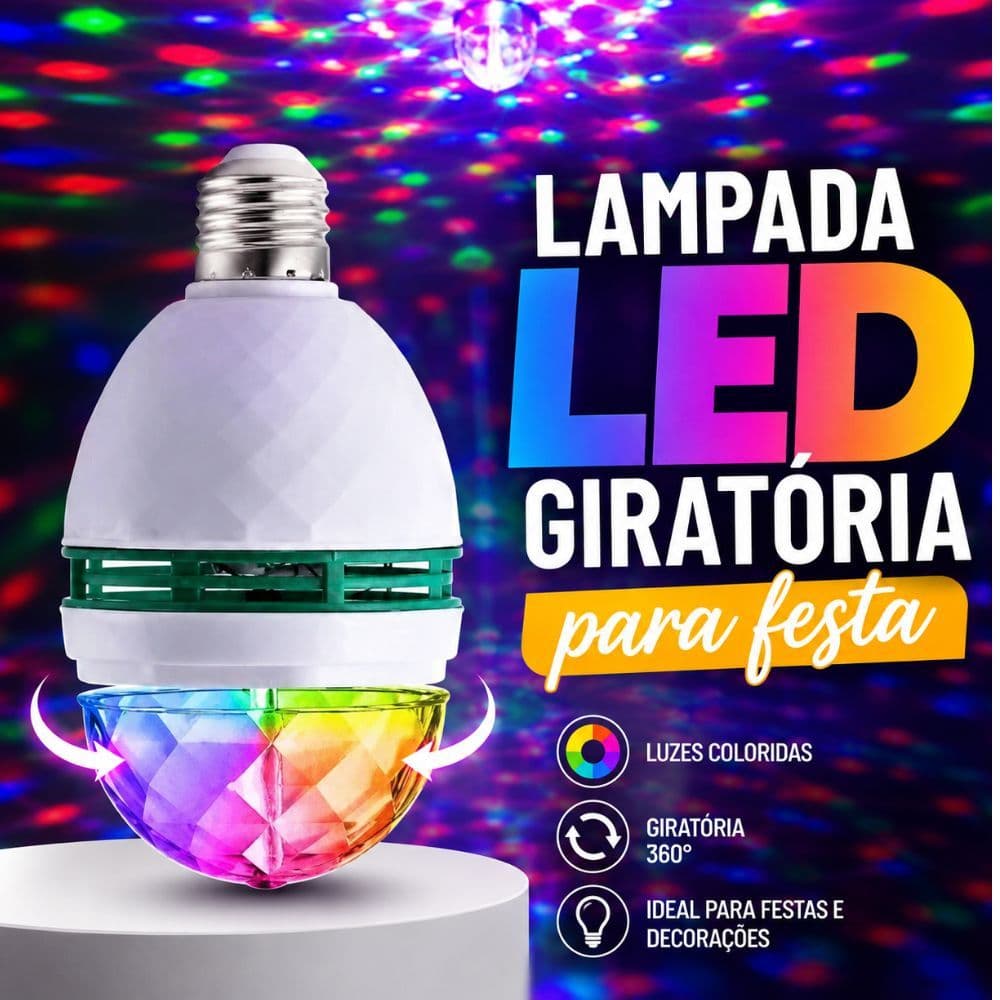 Lâmpada Led Globo De Luz  Colorida Rotativa Giratória  Festa Boate Jogo de Luz  Iluminação  110/220