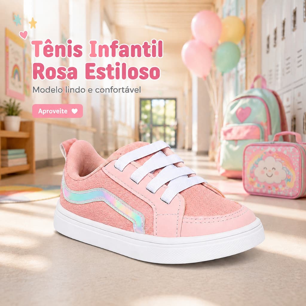 Tenis Rosa De Menina Para Escola | Modelo Lindo e Confortável Custo Beneficio | APROVEITA A OFERTA!