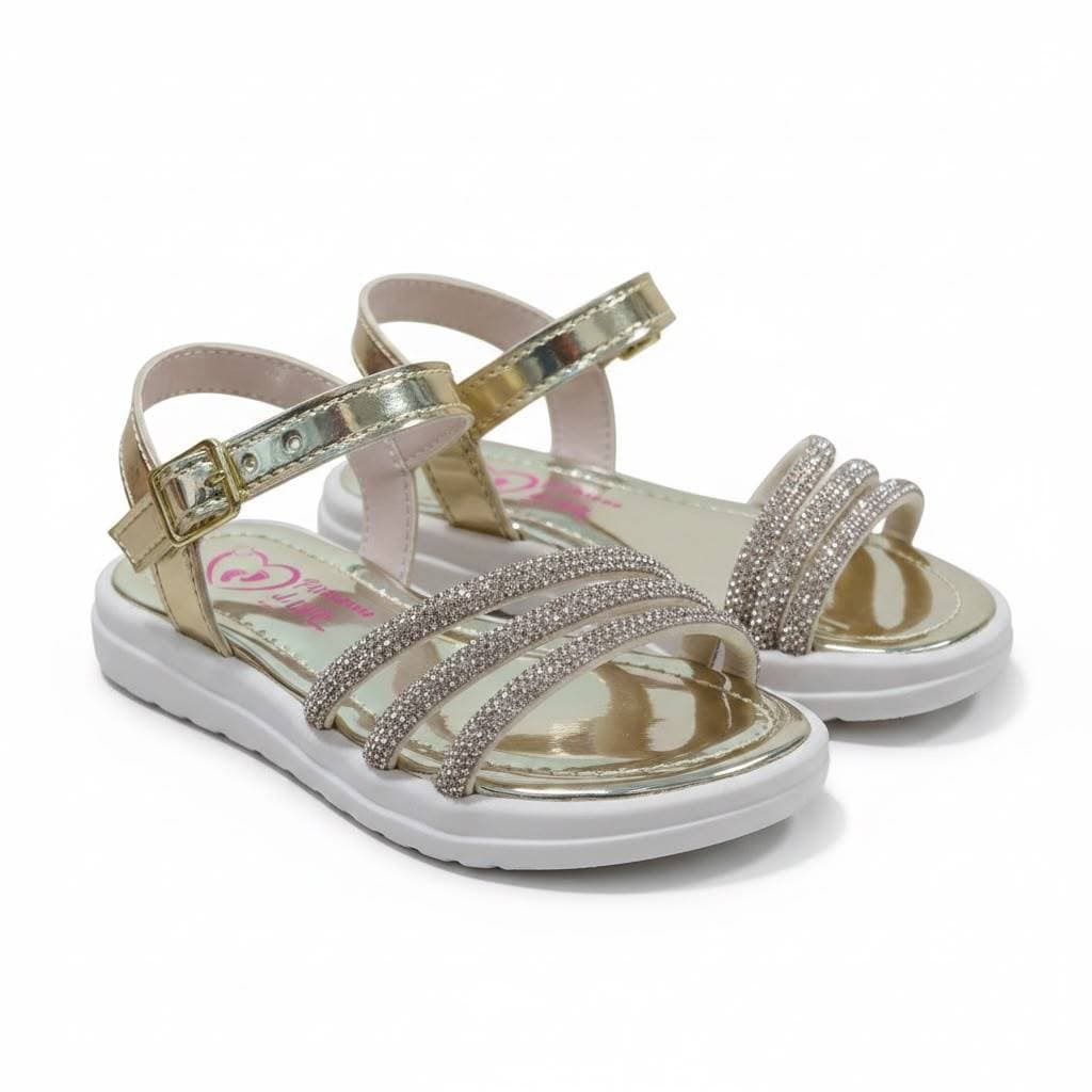 Sandália Infantil Menina - Tiras Strass Calçado Feminino Infantil