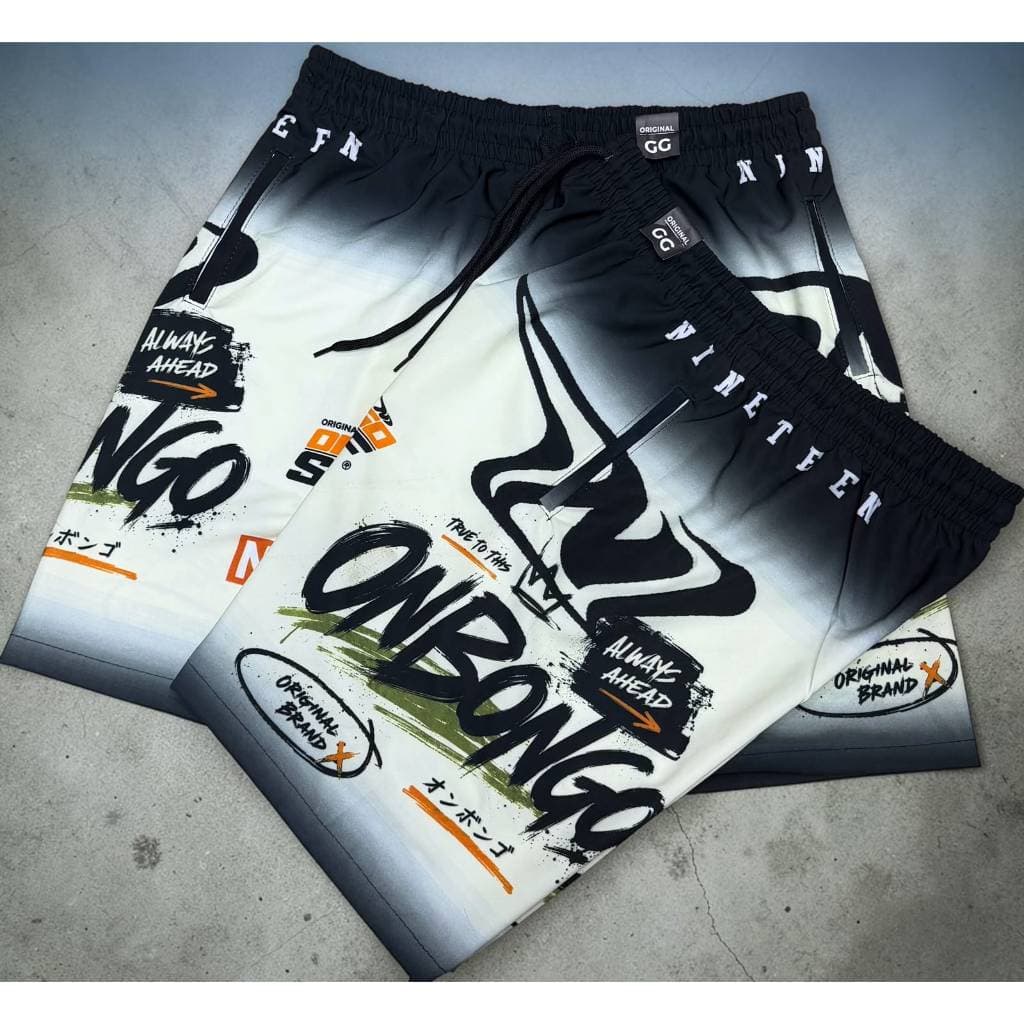 Bermuda Masculina estampada de elástico e cordão de amarrar