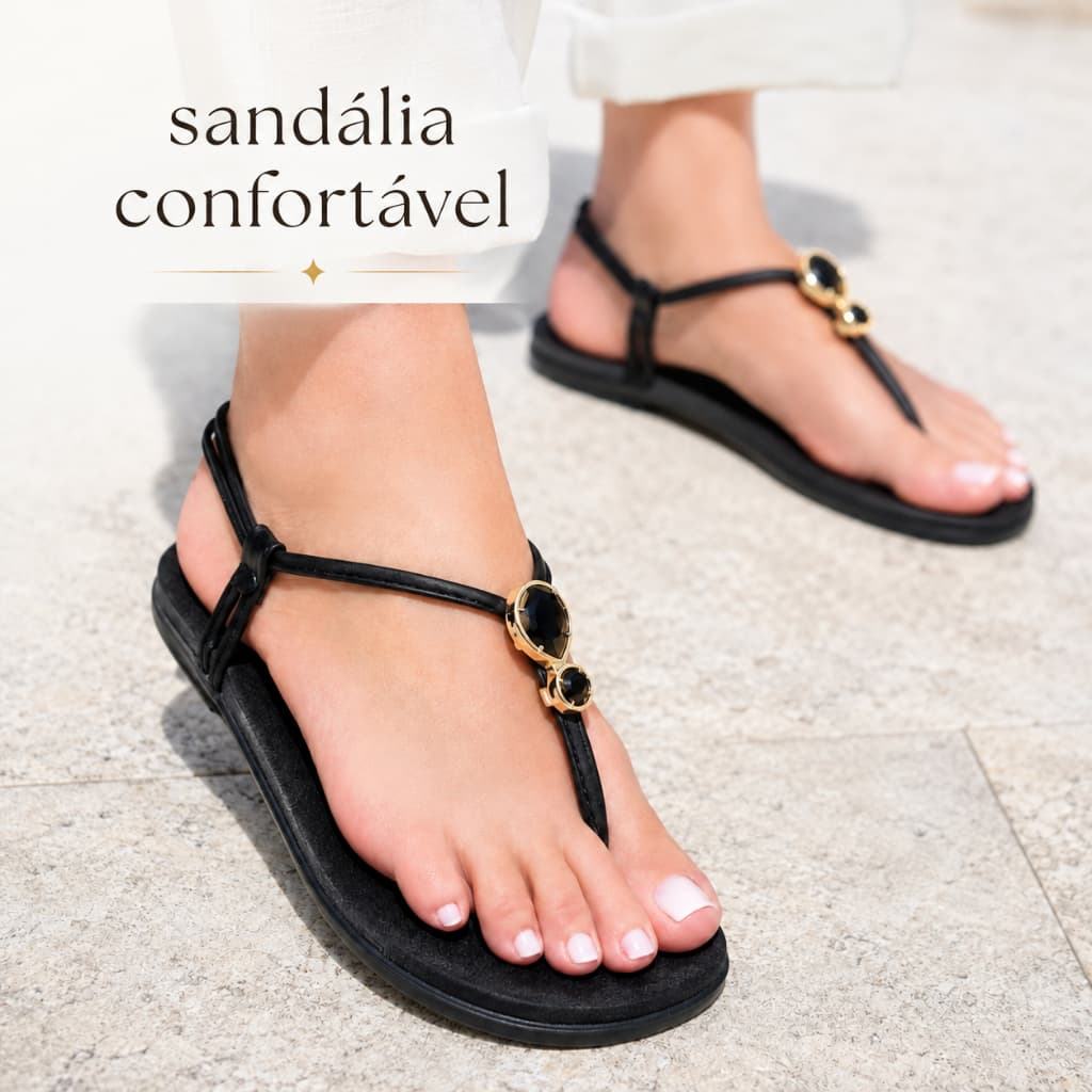 Sandálias Rasteirinha Papete Feminina Gotinha Confortavel Elegante com Brilho Tiras Finas Casual
