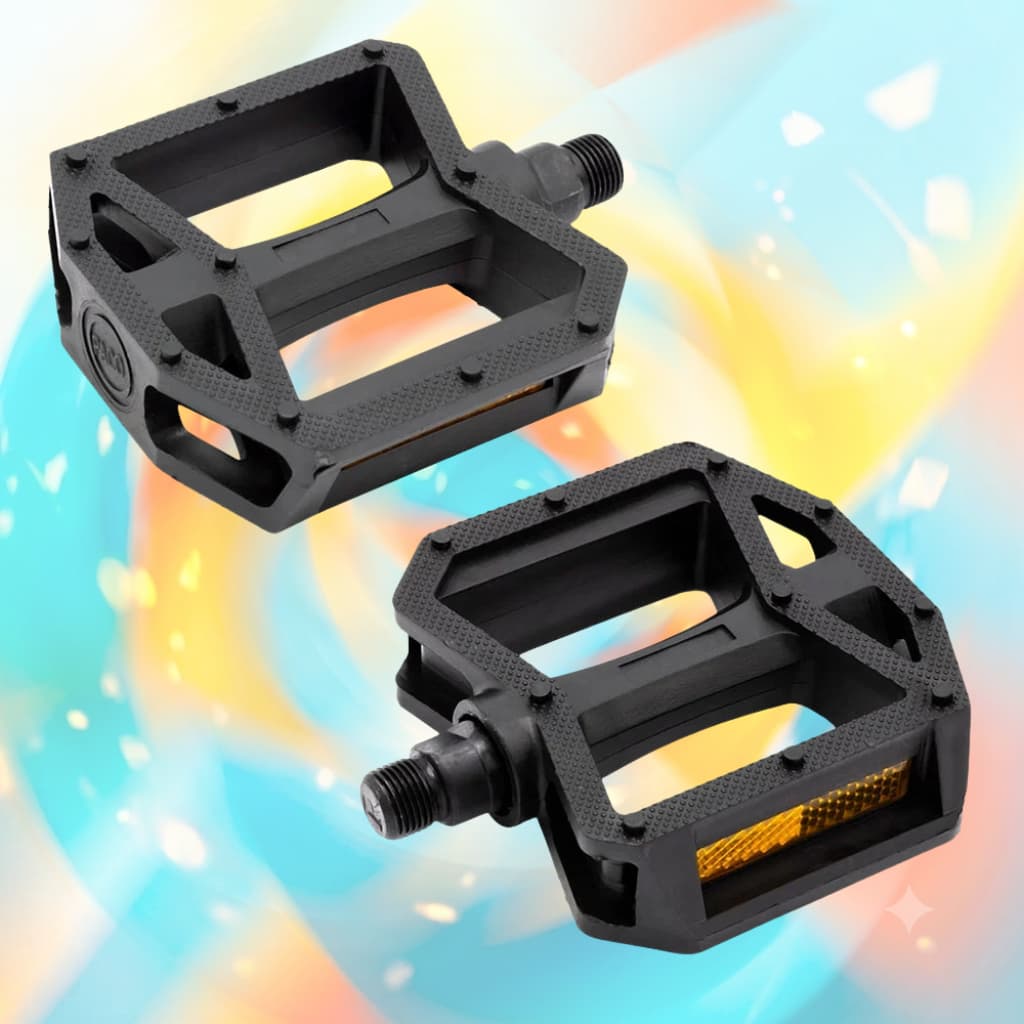 Pedal Plataforma Nylon Preto 1/2 Eixo com Esferas Refletor Paco Segurança Robusto