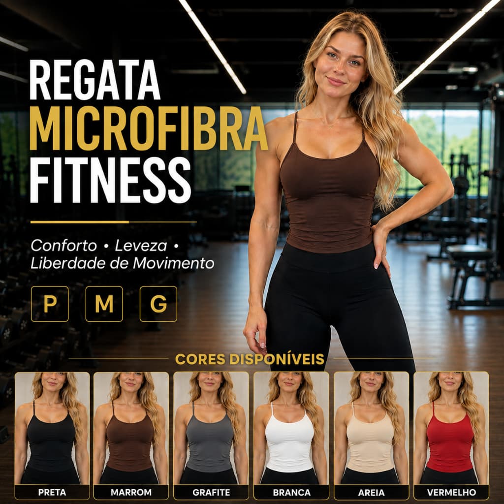 Blusa Regata Feminina Microfibra Alça Fina Fitness Básica Casual Academia