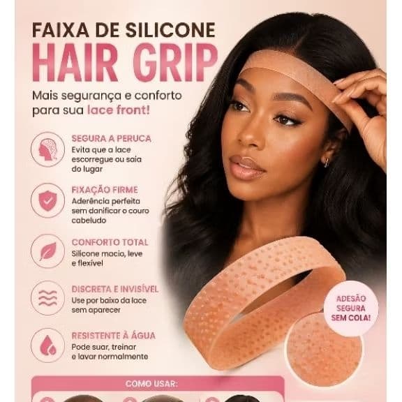 Faixa Hair Grip de Silicone Para Fixar Perucas/Lace Front
