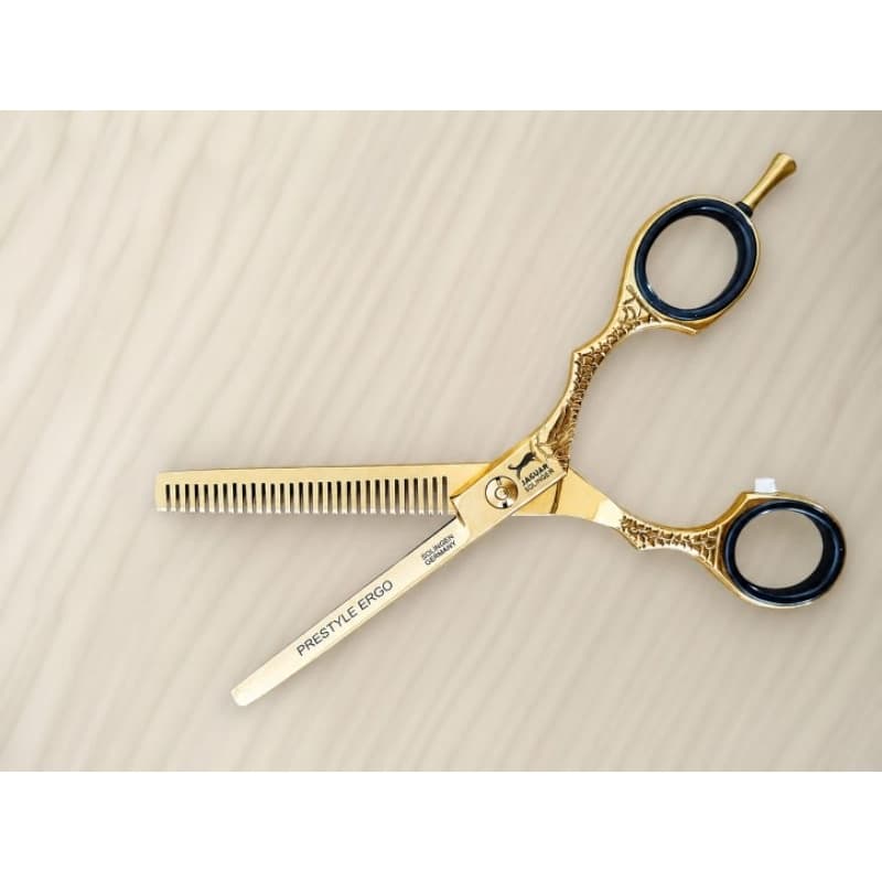 Tesoura de Cortar Cabelo Desfiadeira Profissional Jaguar Prestyle Ergo 6.0 Dourada