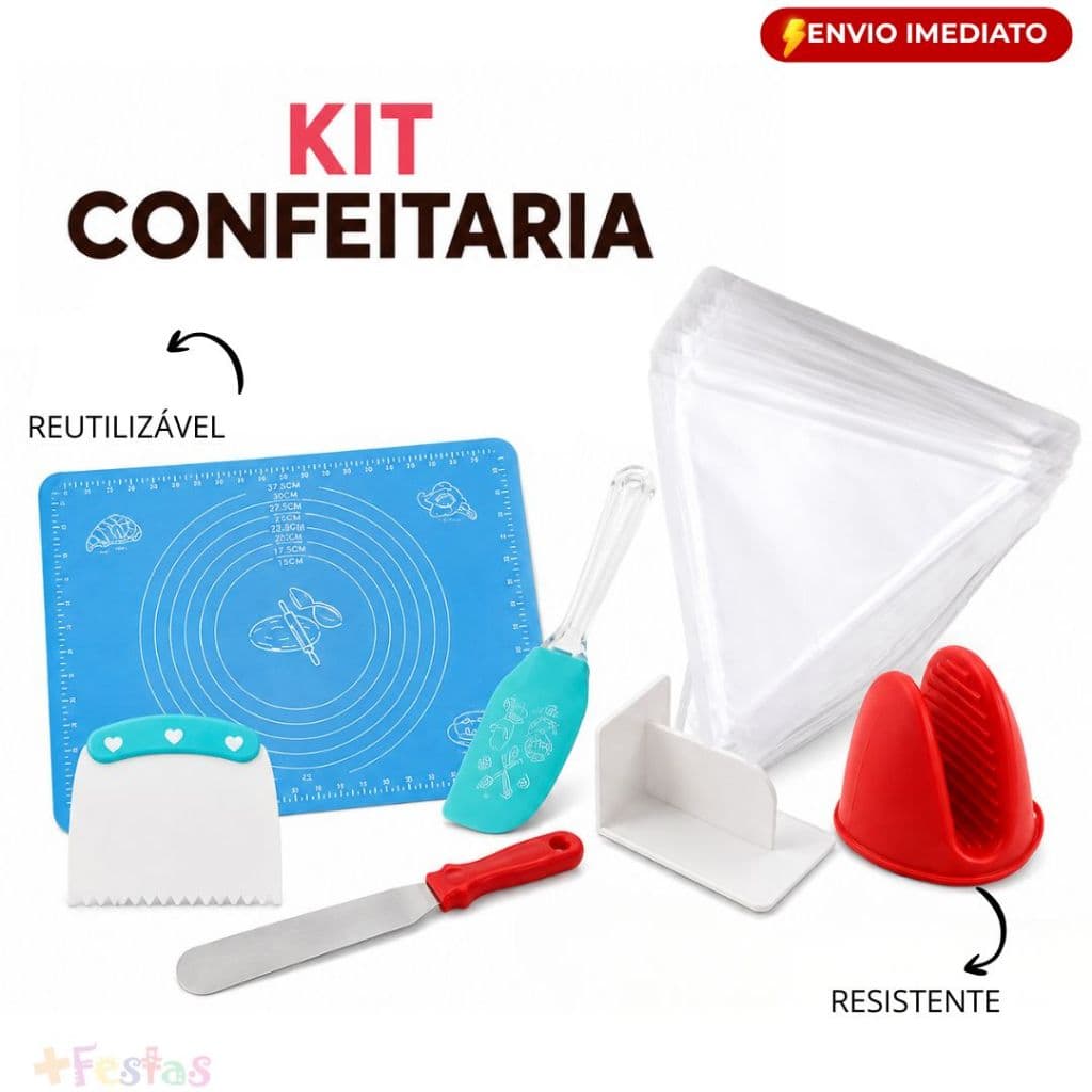 Kit Confeiteiro Completo Decorar Bolo Torta Alisador Espátula Saco Confeitar Tapete Silicone