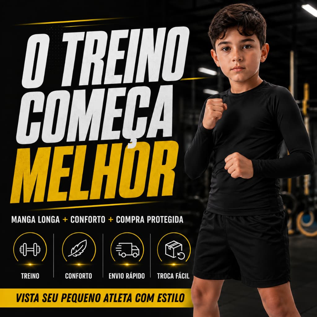 Rash Guard Kids Infantil Manga Longa Jiu-Jitsu Academia Compressão