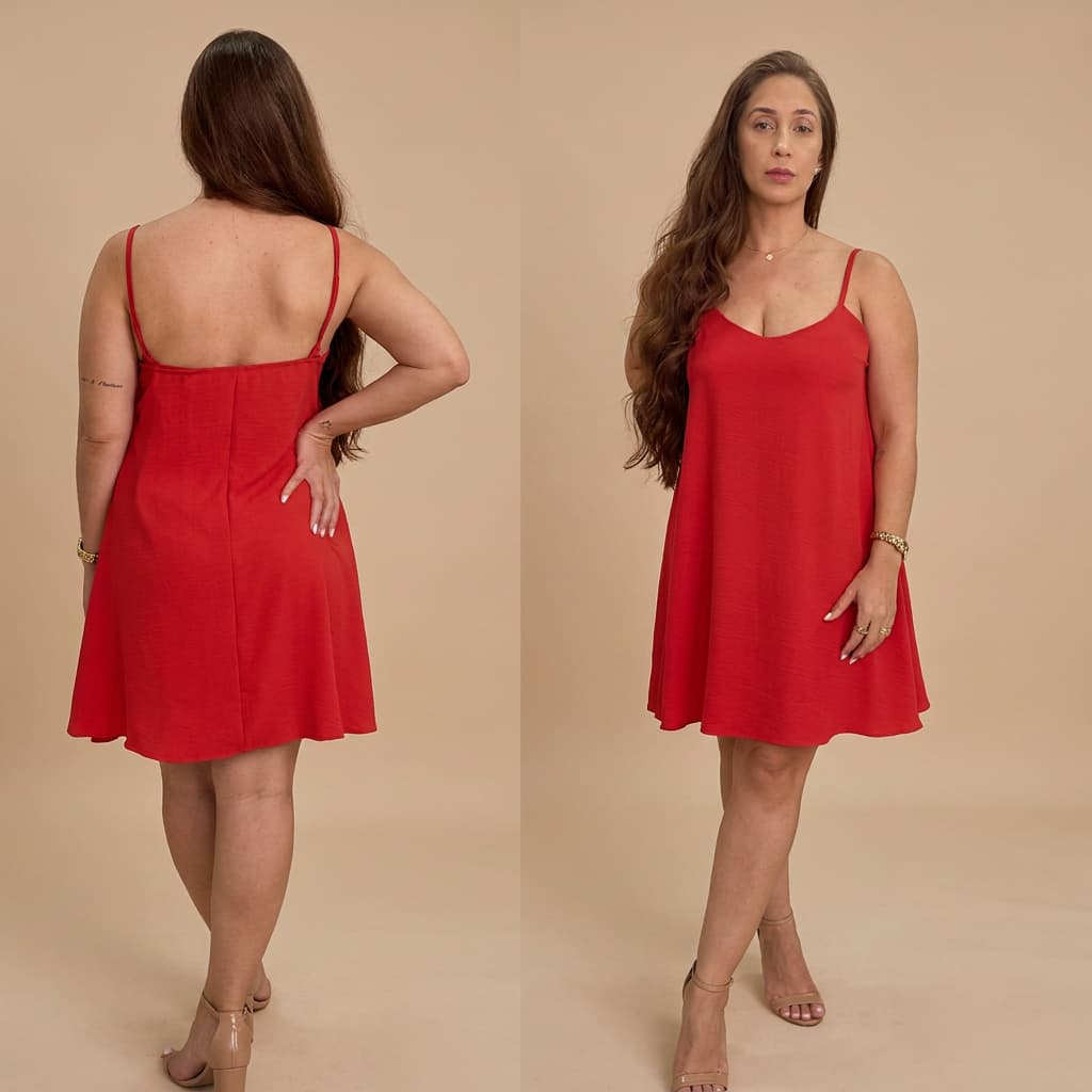 Vestido Feminino Curto Soltinho Alça Fina Rodado Verão Casual Tecido Leve Confortável Várias Cores
