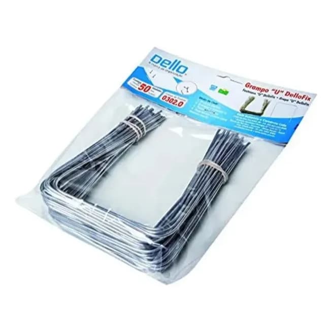 Grampo U De Alumínio Com 50 Unidades Para Arquivo Morto - DelloFix - 120mm x 80mm - Grampo Trilho Metal
