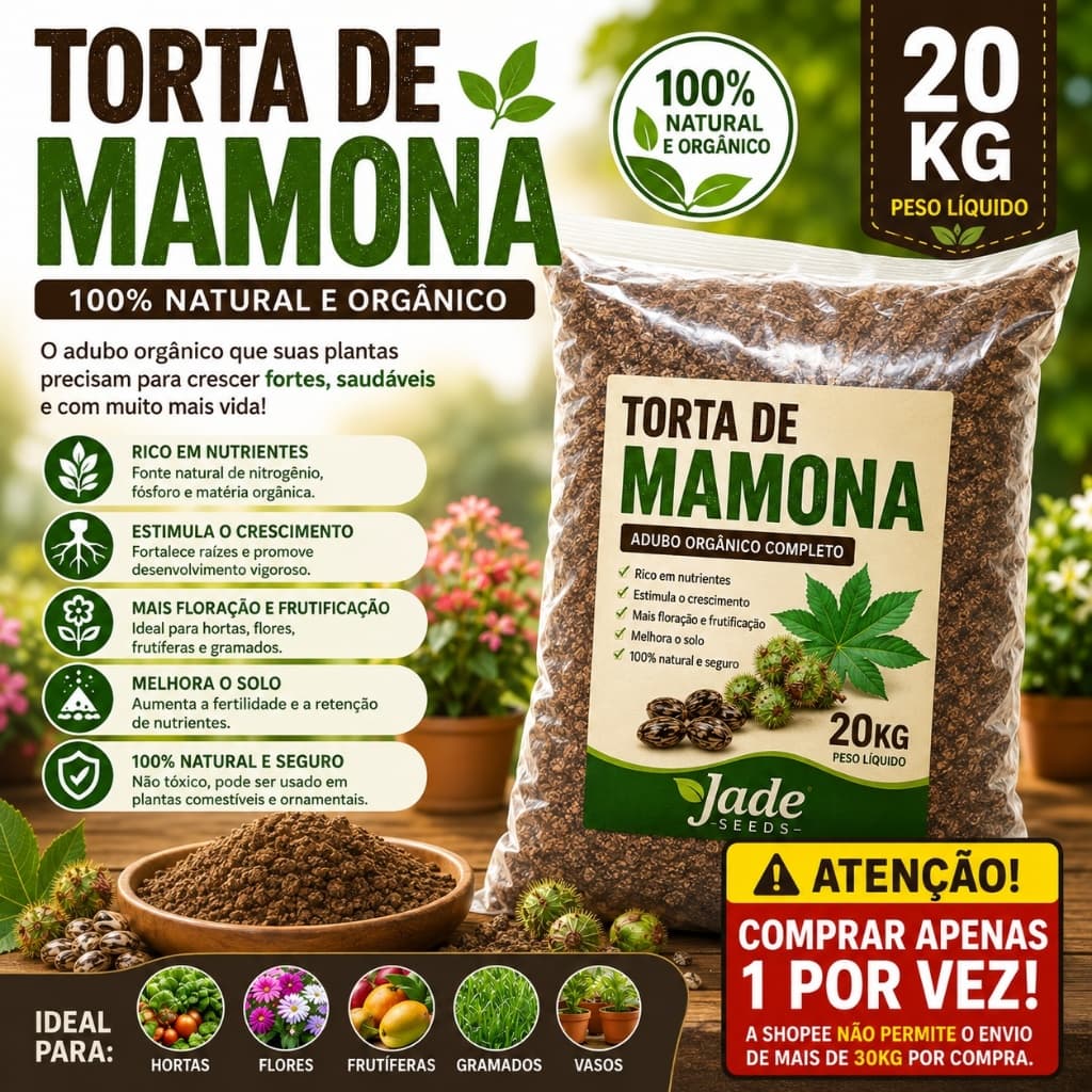 Torta de mamona substrato CLASSE-A 100% natural para plantio de De Frutas Flores E Hortaliças OPÇÃO DE 20KG E 5KG