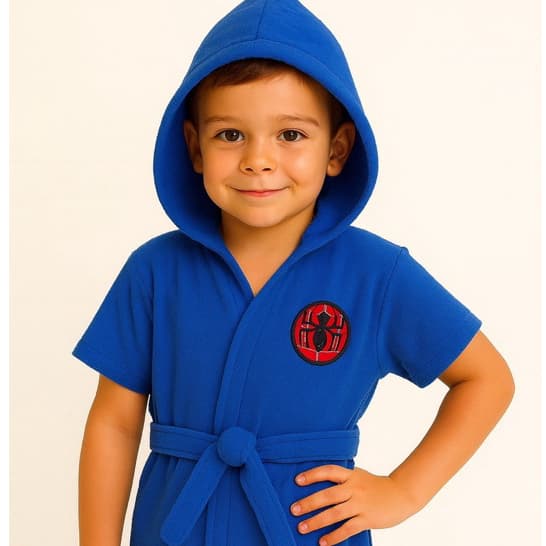 Roupão atoalhado azul royal - Homem Aranha, Capitão America, Sonic - Pós banho, praia, piscina - Baby, infantil, juvenil
