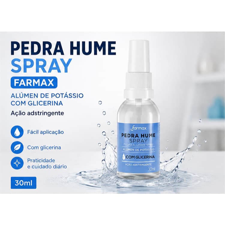 Pedra Hume Spray Farmax 30ml Alúmen De Potássio Adstringente