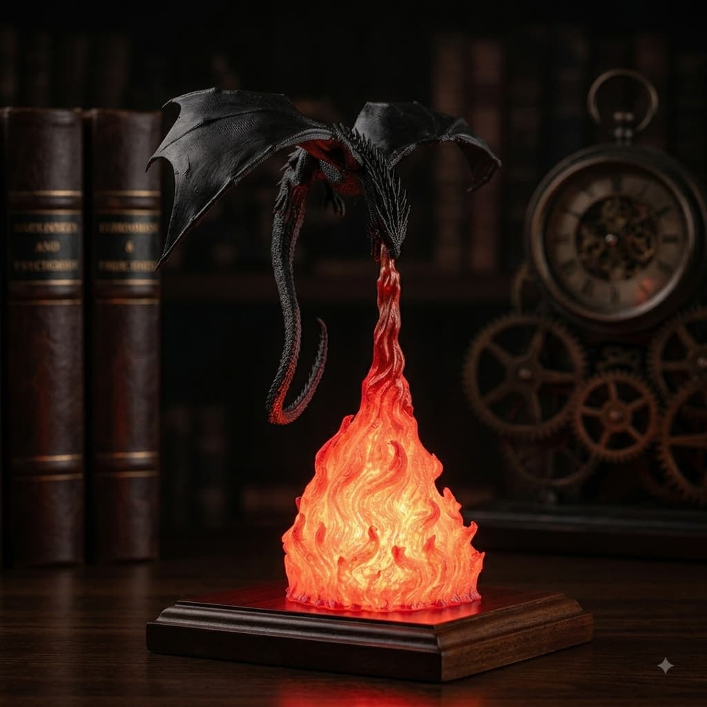 Luminária Abajur Dragão 3D LED Decorativa Gamer Geek Casa do Dragão Game of Thrones Medieval Fantasia Setup Presente