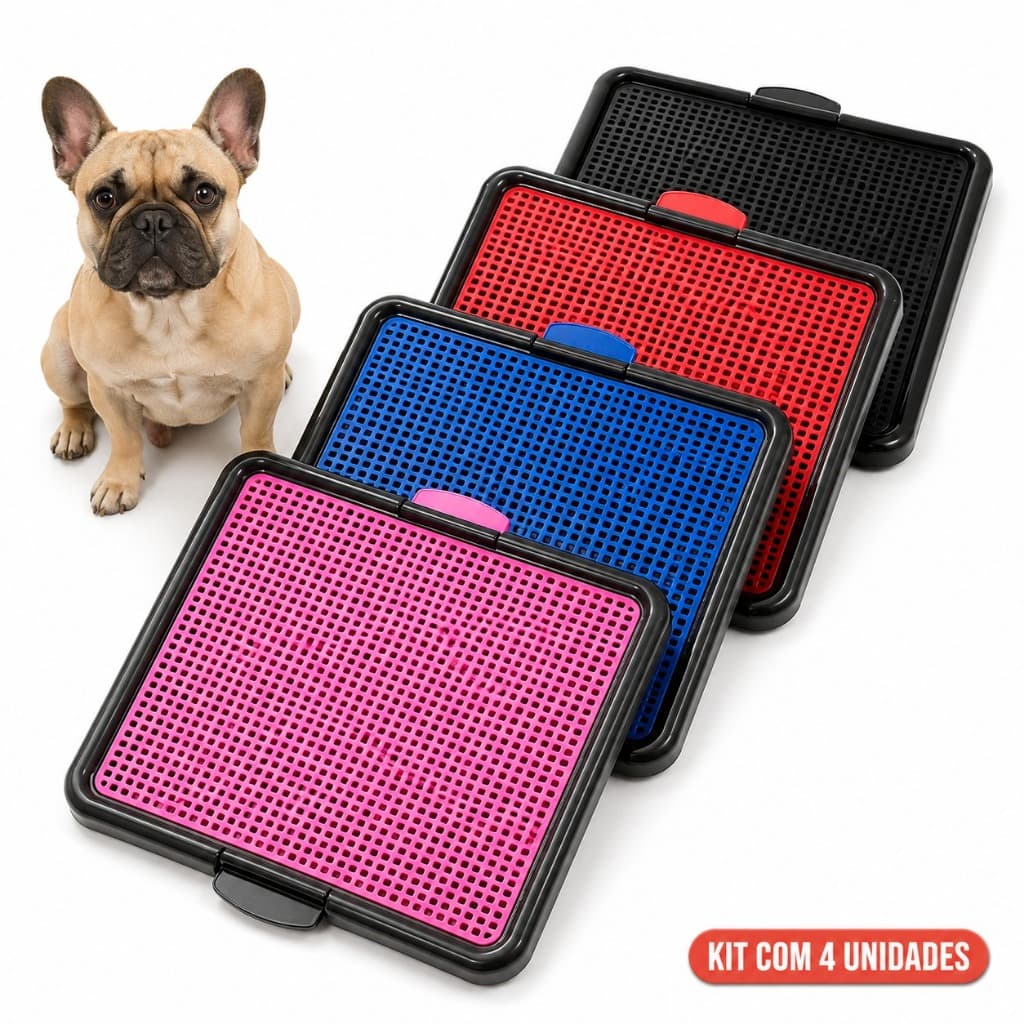 Kit 4 Sanitário Canino Banheiro Xixi Tapete Higiênico Cães Cachorro Pet Lavável Antivazamento Grades
