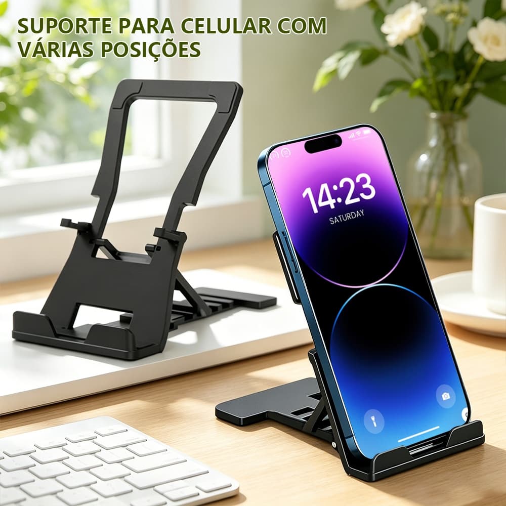 Suporte Ajustável De Mesa Com Ventosa Compatível Com Celulares E Tablets