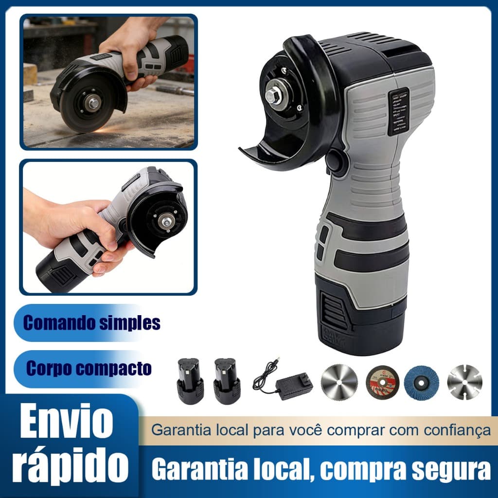 Esmerilhadeira angular sem fio portátil recarregável 3 polegadas multifunção para cortar lixar polir metal madeira