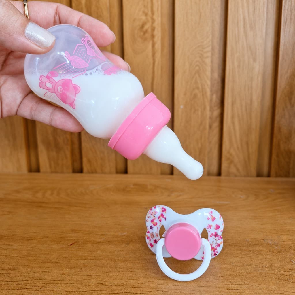 kit mamadeira Para leite falso + chupeta magnética para bebe Reborn