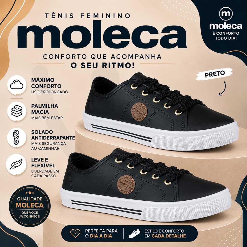 Tênis Feminino Moleca Tênis Feminino Casual Confortável Napa Ultraconforto Moleca Original