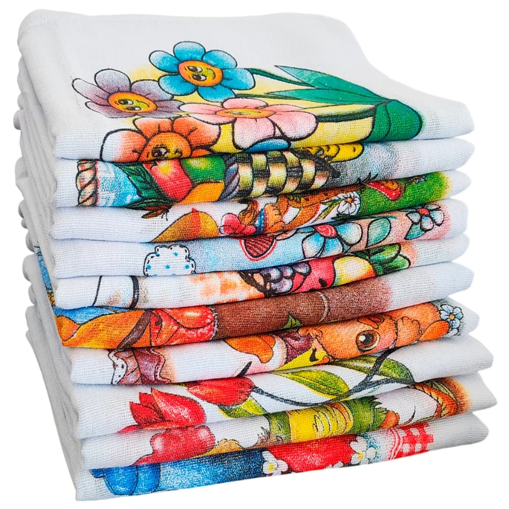 Pano De Prato 10 Unidades Algodão Premium Grande 40x60cm Varias Estampas
