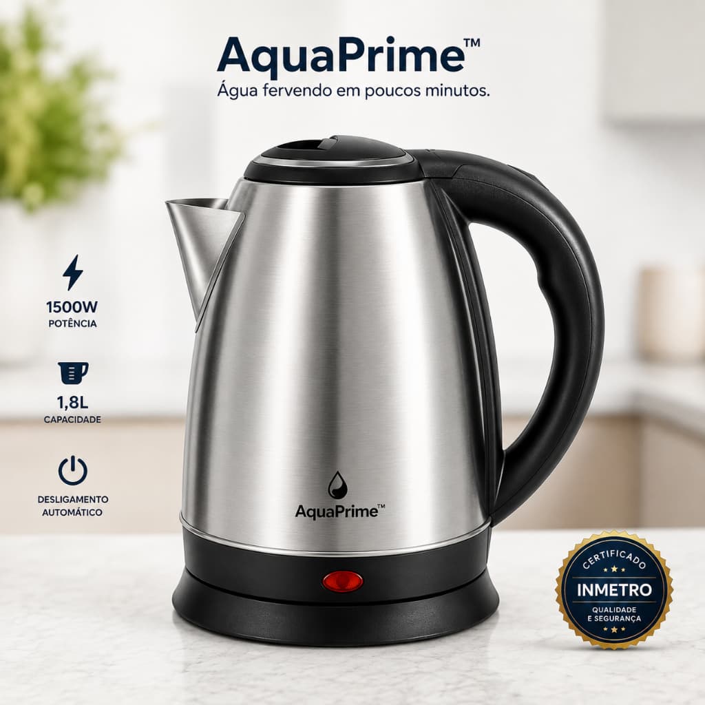 AquaPrime™ | Chaleira Elétrica 220V | Aperte. Aqueça. Aproveite.