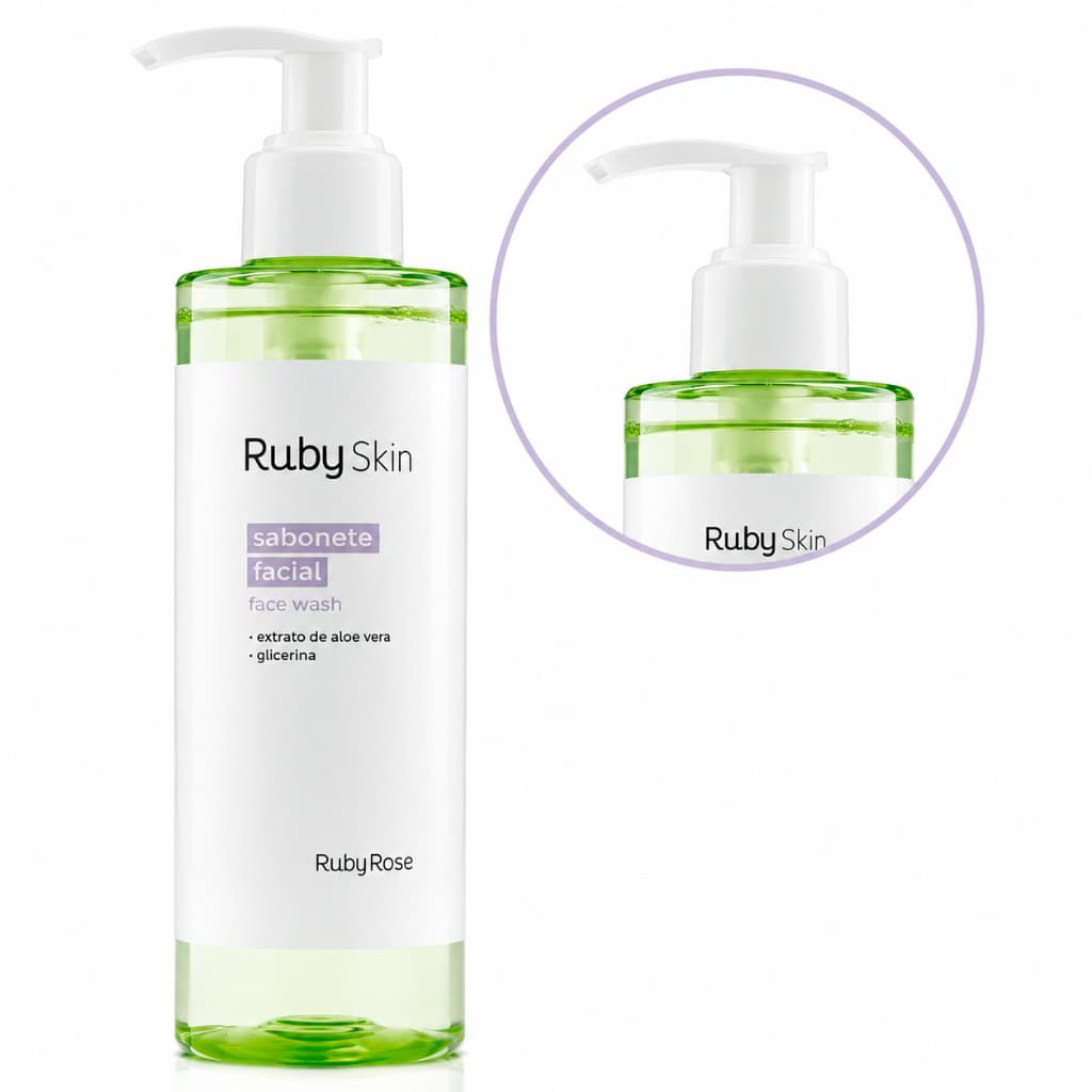 Sabonete Facial Ruby Rose Ruby Skin 190ml Aloe Vera e Glicerina Face Wash