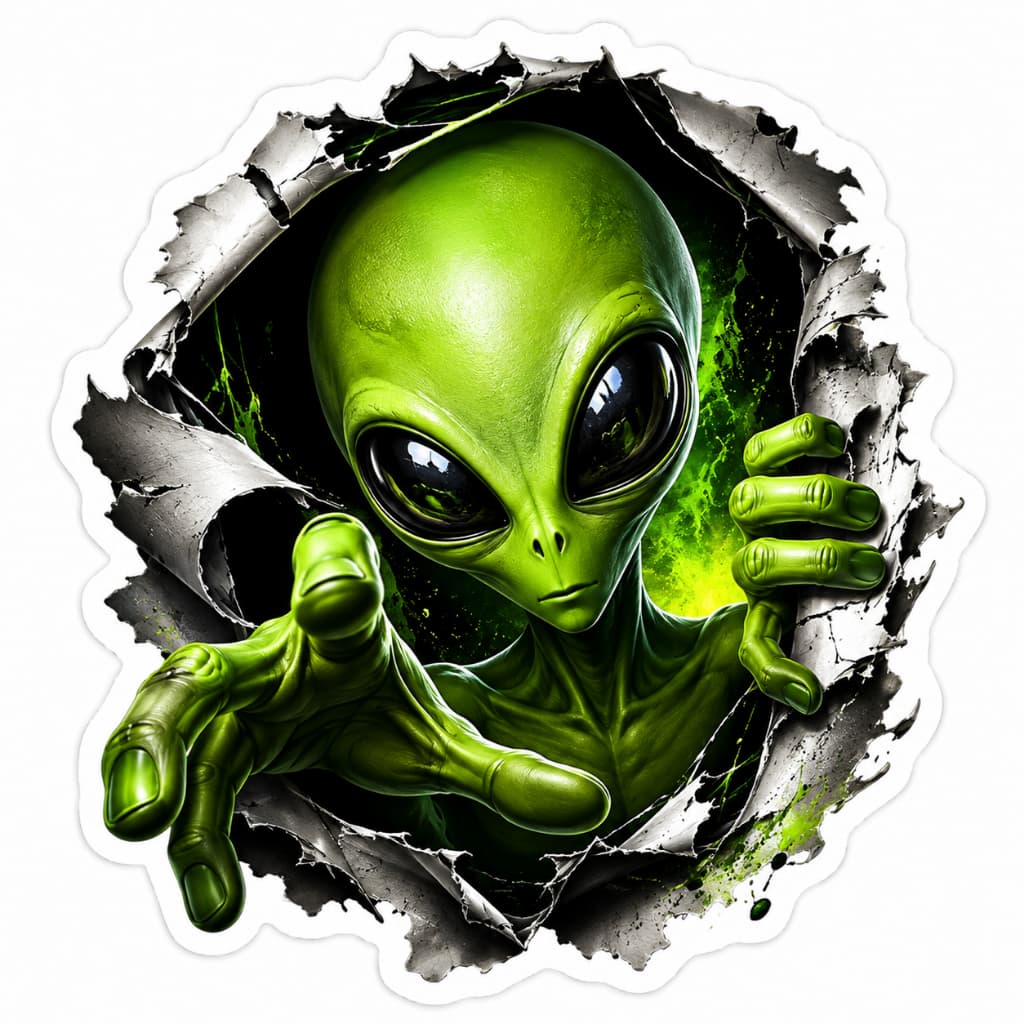 Adesivo Alienígena Alien para carro moto caminhão capacete não desbota, adesivo de vinil