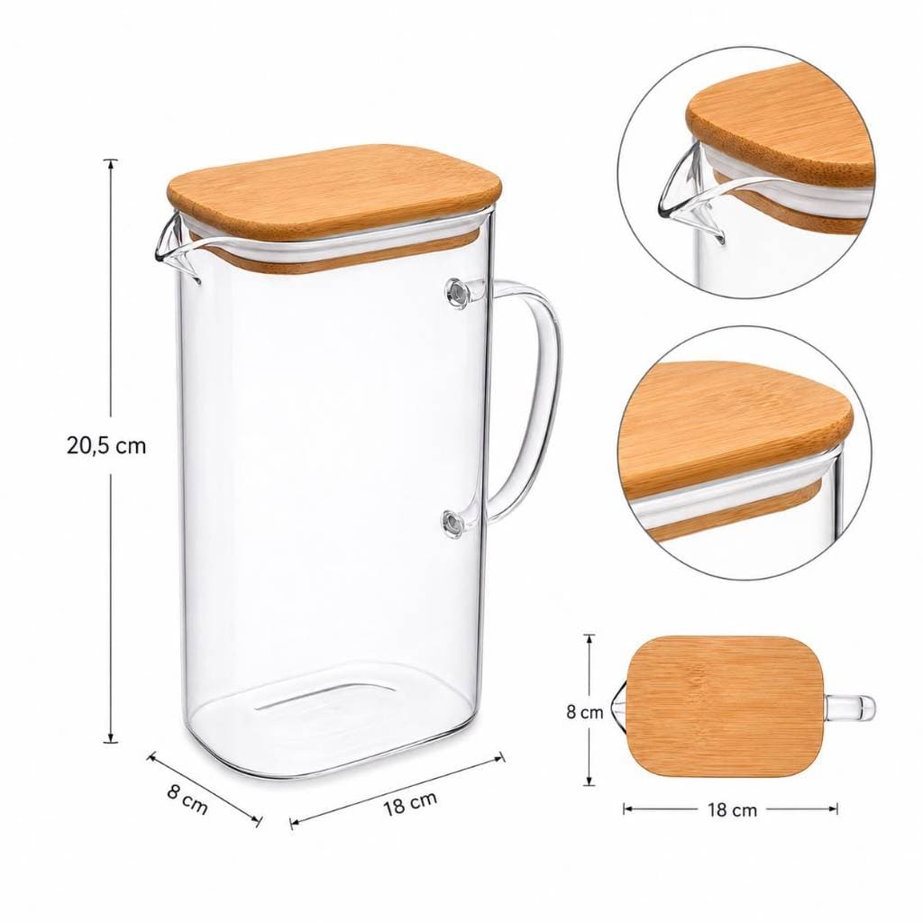 Jarra De Borossilicato 1,5L Slim Para Porta De Geladeira Modelo Moderno Luxo Linda