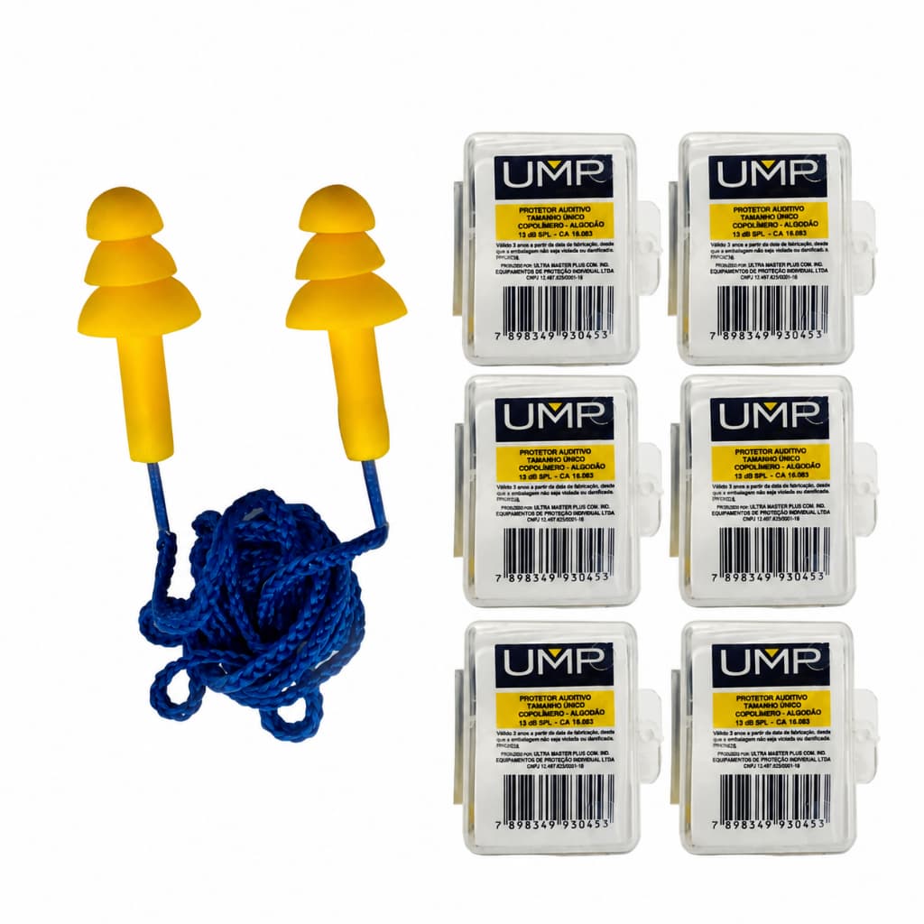 Kit 6 Protetor Auricular Tipo Plug Copolímero Para Ouvido Abafador De Ruídos Protetor Auditivo