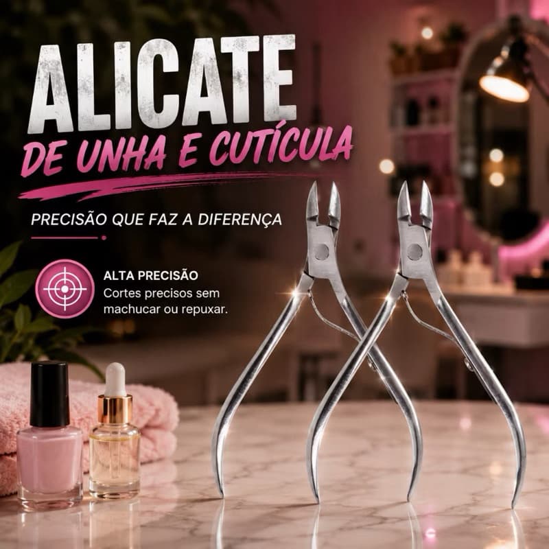 Alicate de Unha Profissional Cutícula Manicure Pedicure Removedor de Cutícula Aço Inoxidavel