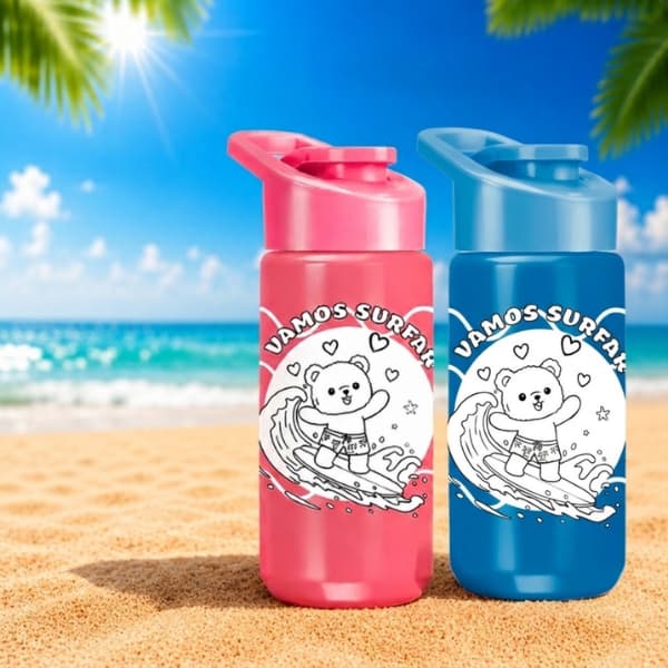 Garrafinha de Água infantil 500ml Squeeze Ursinho Plástico leve
