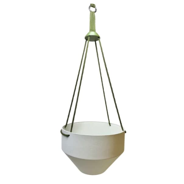 Vaso San 06 Diamantado Cuia 18 Calcário C/ Alça Verde