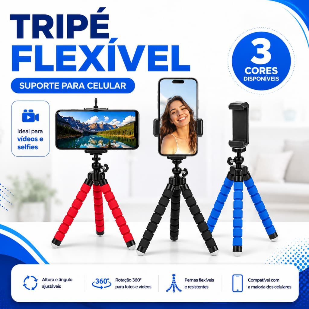 Mini Tripé Portátil Celular Suporte Polvo Flexível Tripé Celular