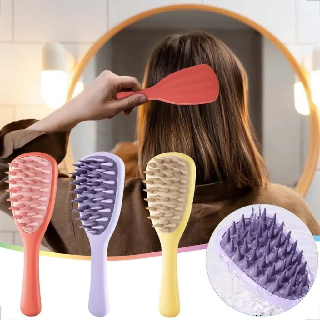 Escova de Silicone Massageadora Couro Cabeludo Molhado Ou Seco