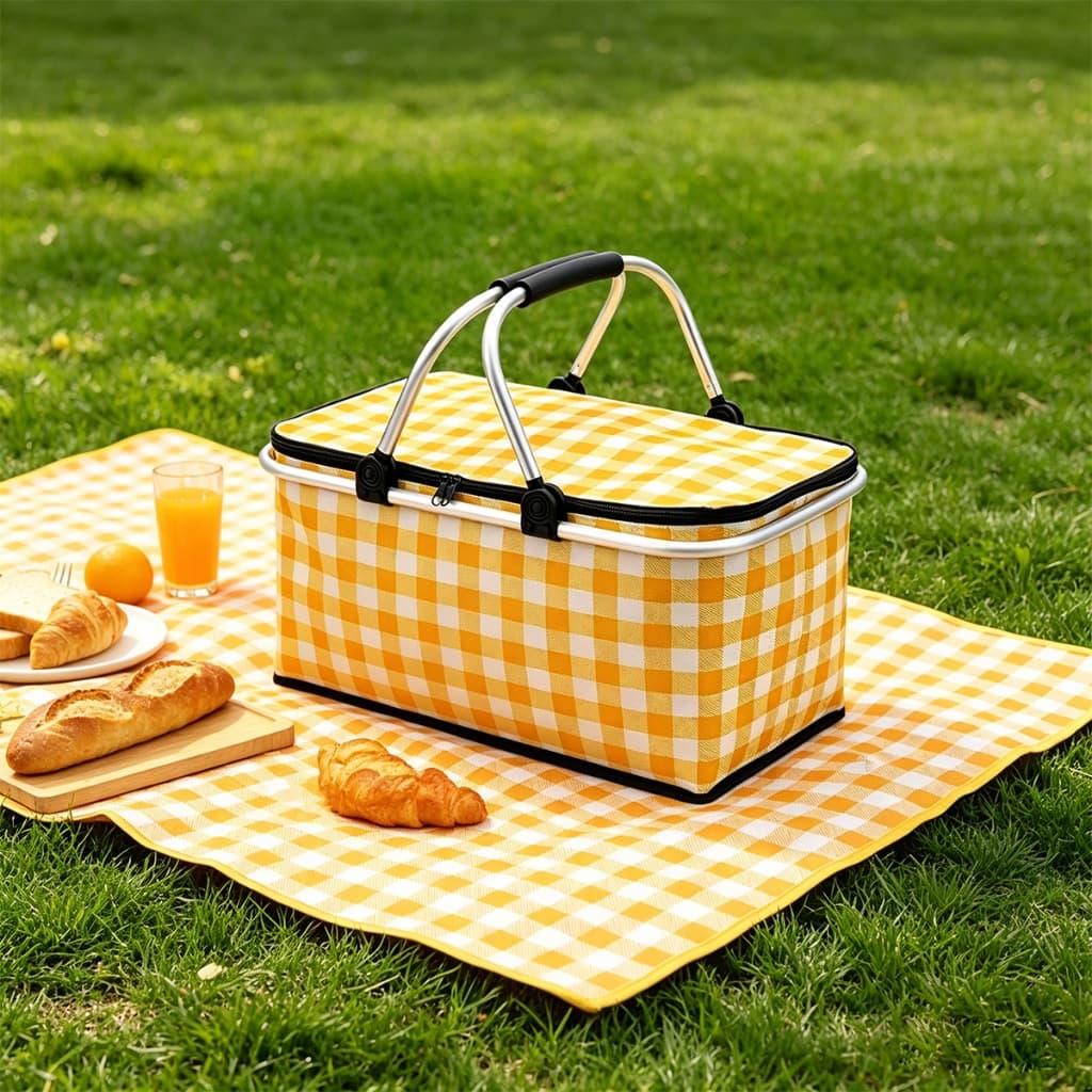 Cesta Térmica Dobrável 30L Grande Para Piquenique Praia Camping Mercado