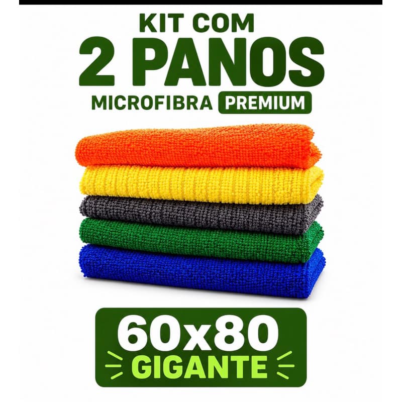 KIT 2 Panos Microfibra Premium Gigantes 60x80 para Limpeza e Cuidado com a Casa em Vários Cores