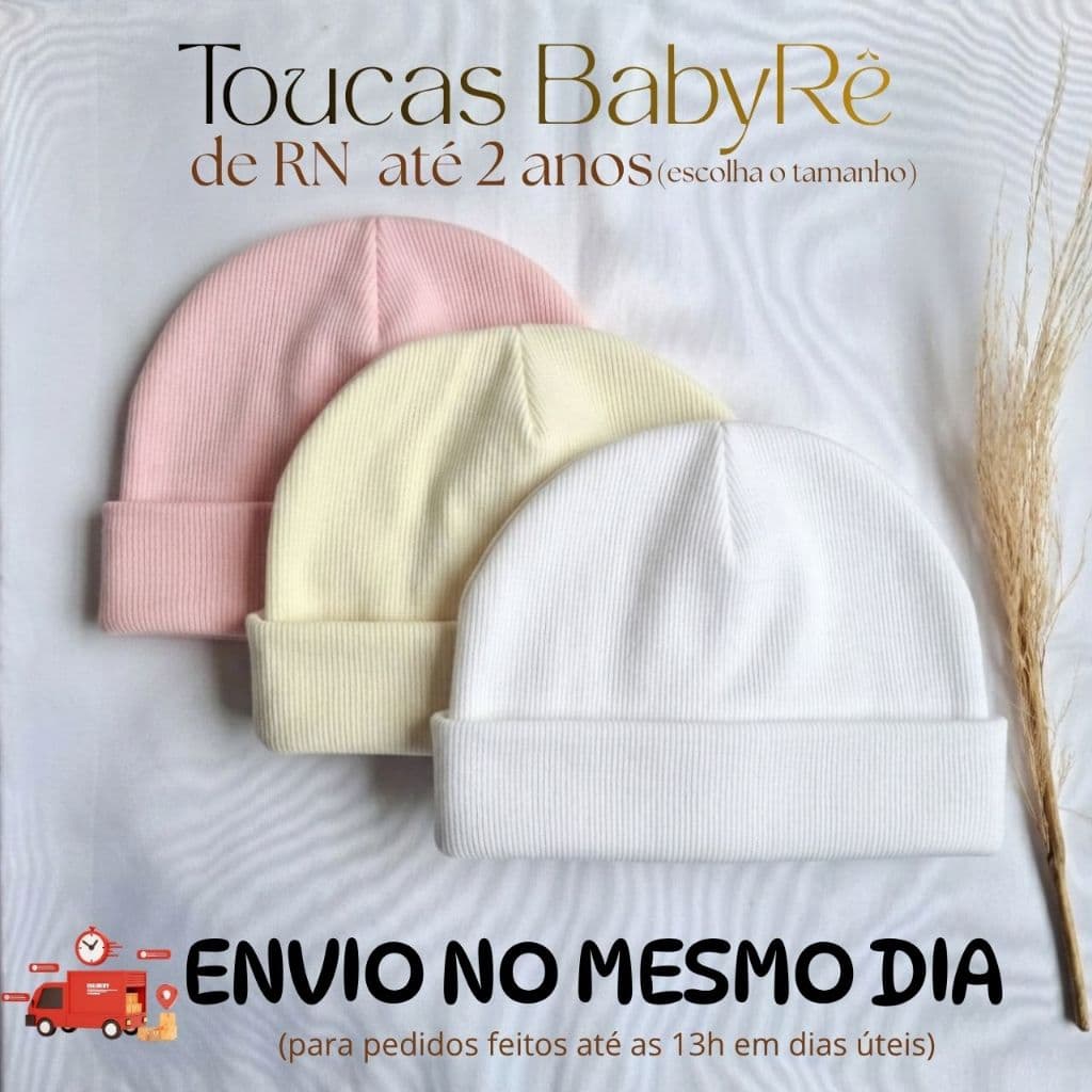 Touca Gorro Bebe kit com 3  infantil de RN 0 Mês a 2 Anos Algodão Canelado Premium Menino Menina unissex Inverno