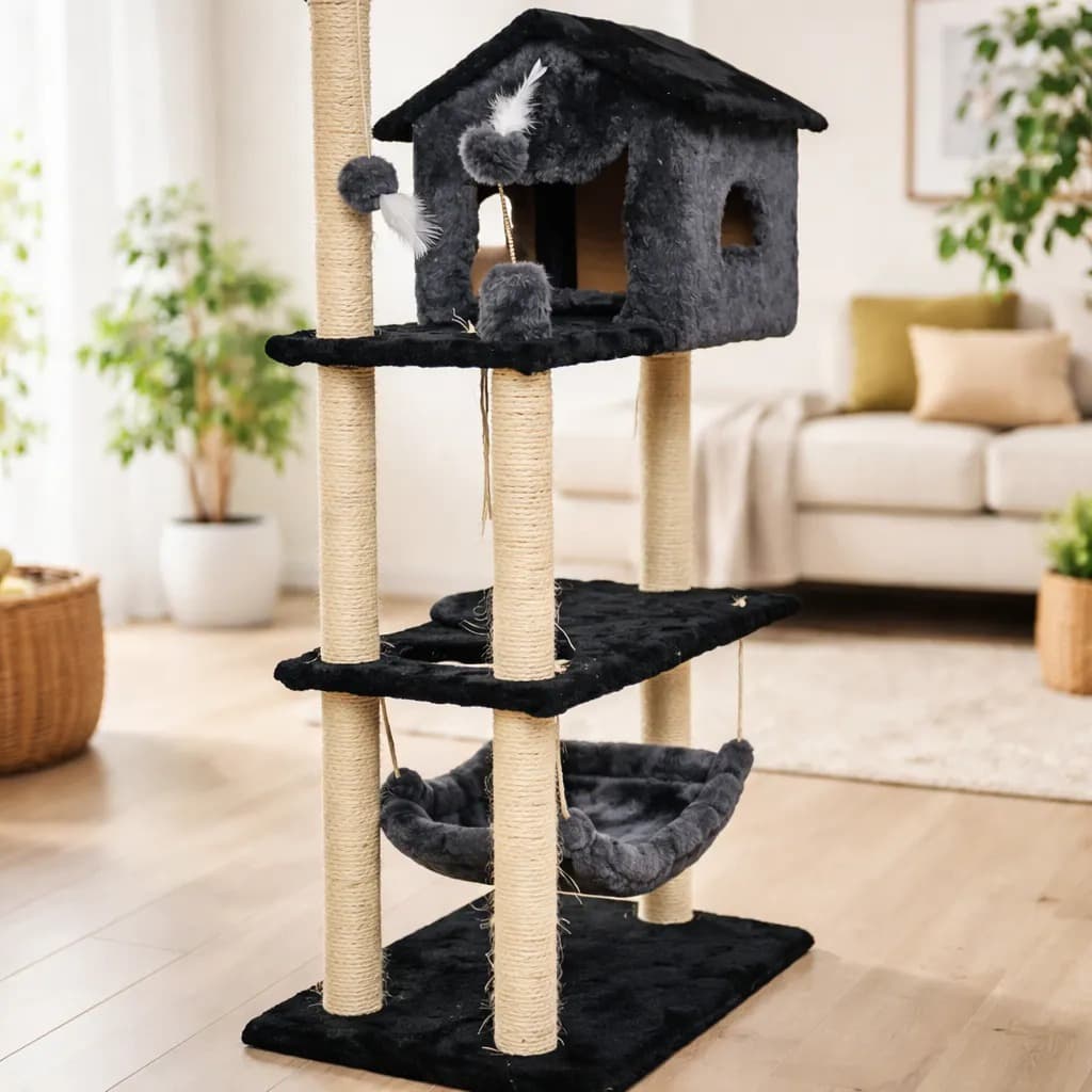 Arranhador Casa Torre Gato Sisal Pelucia Brinquedo Bolinha