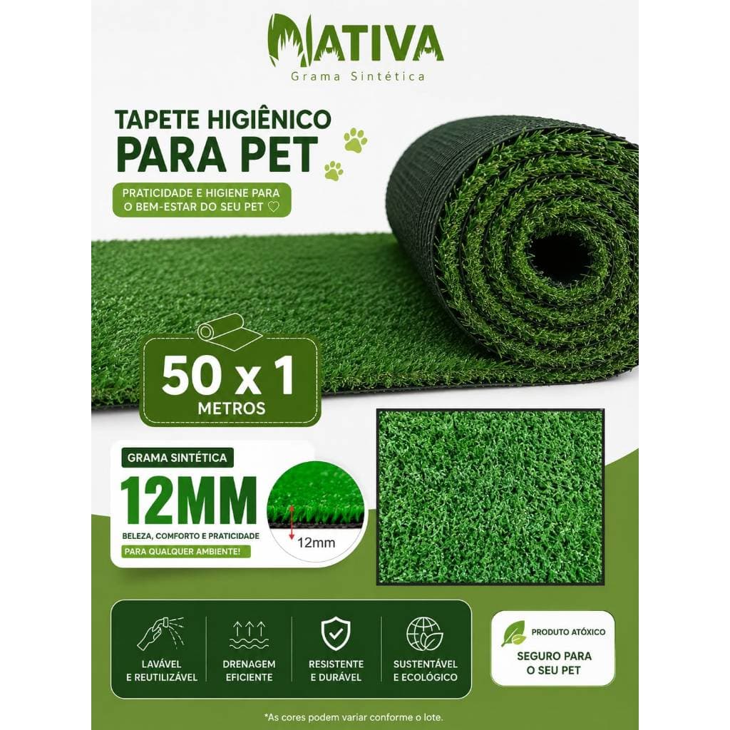 Grama Sintética Decorativa Artificial 12mm 50x1 Decoração Jardim Pisos Festa Quintal Pet