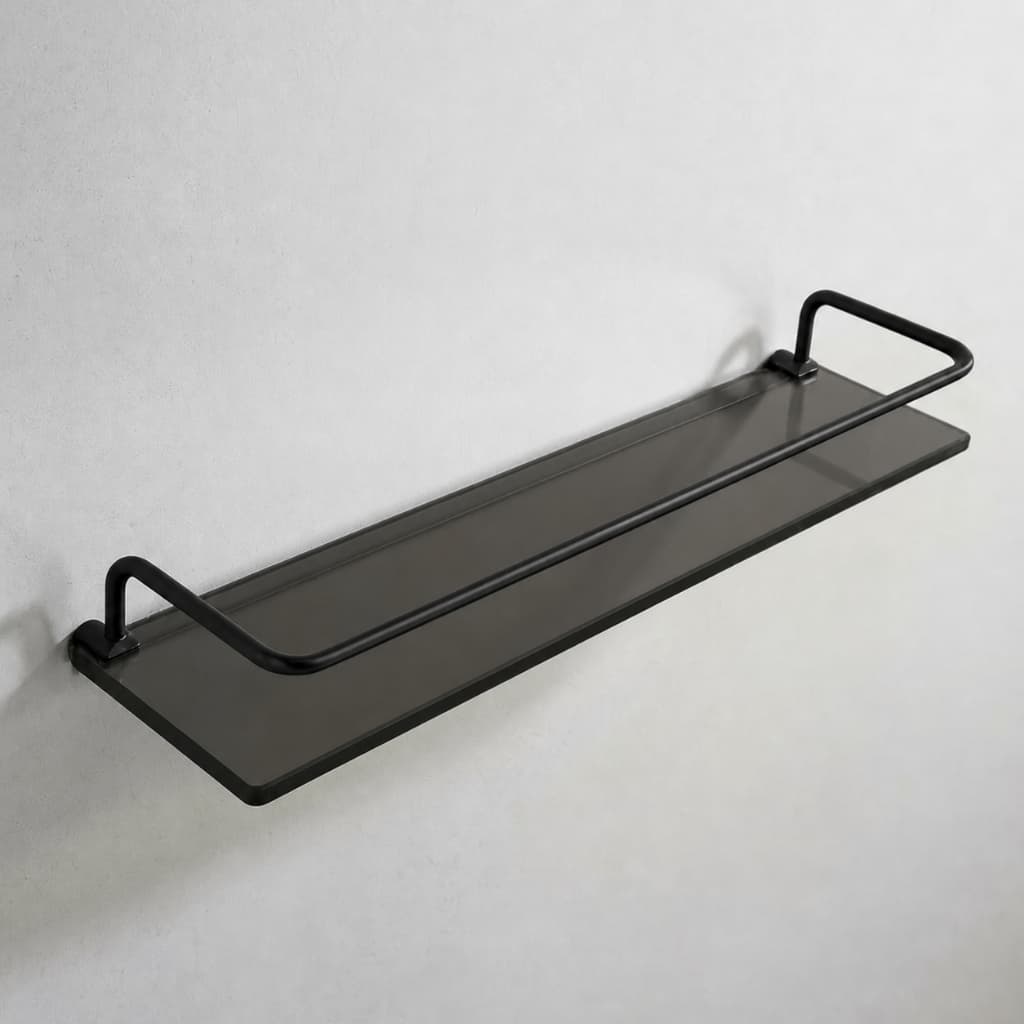 Prateleira Porta Shampoo Com Grade Preta - Vidro -  40x10cm 8mm