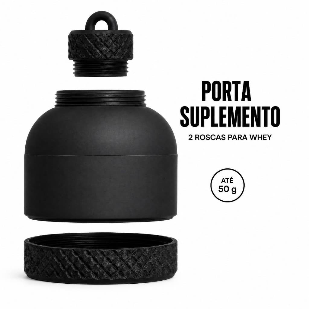 Porta Suplemento Funil Whey Protein com 2 Tampas para Garrafa