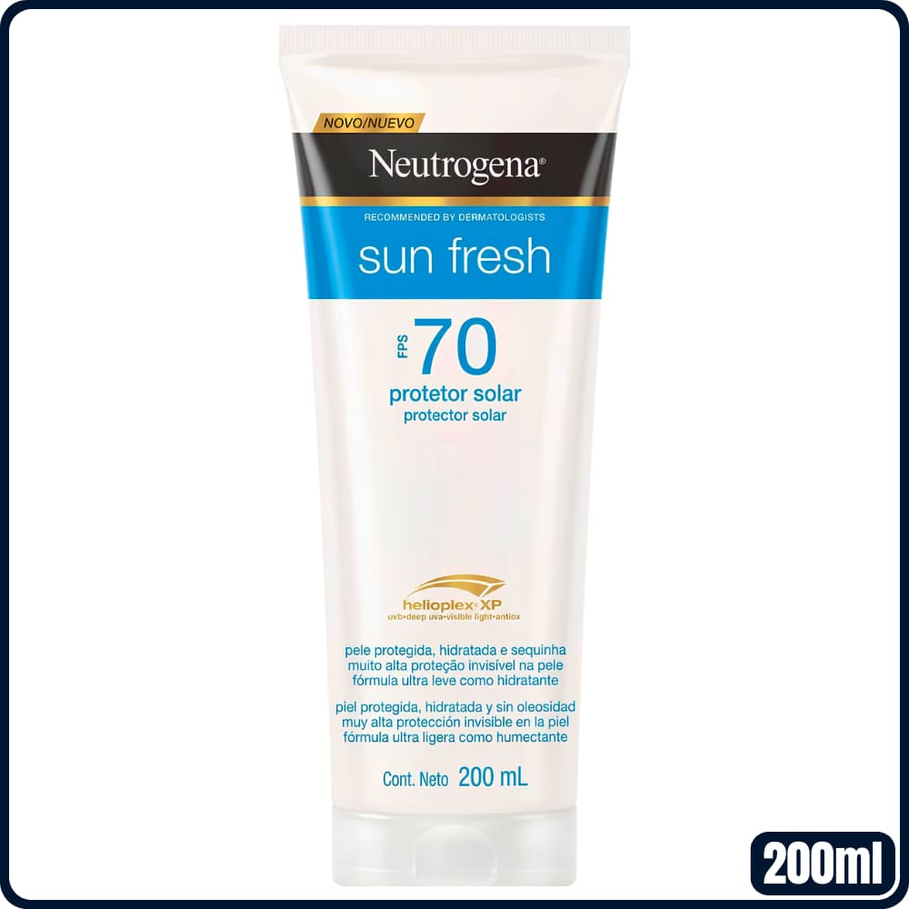 Protetor Solar Corporal e Facial com Alta Hidratação e Toque Seco Neutrogena Sun Fresh FPS70 200ml