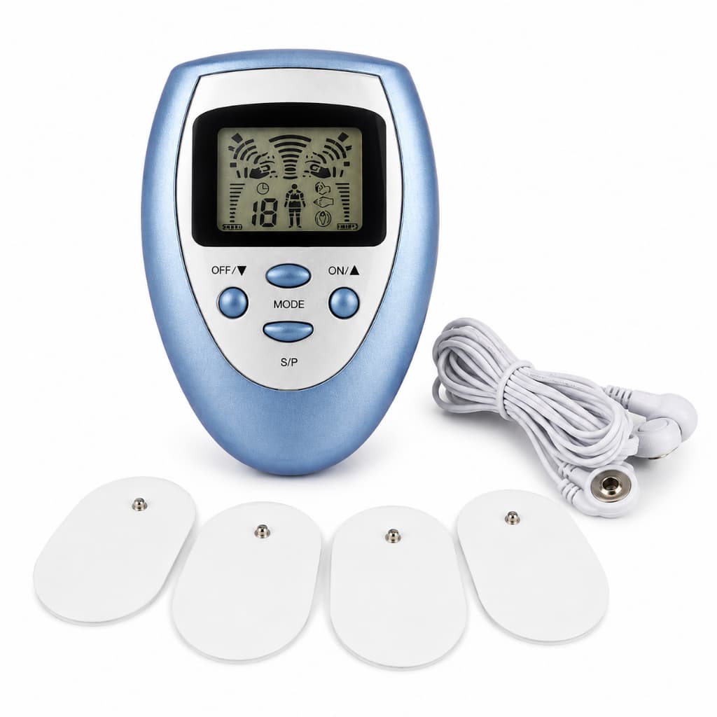 Massageador TENS FES Digital com LCD e 4 Eletrodos para Relaxamento e Alívio de Tensão Muscular