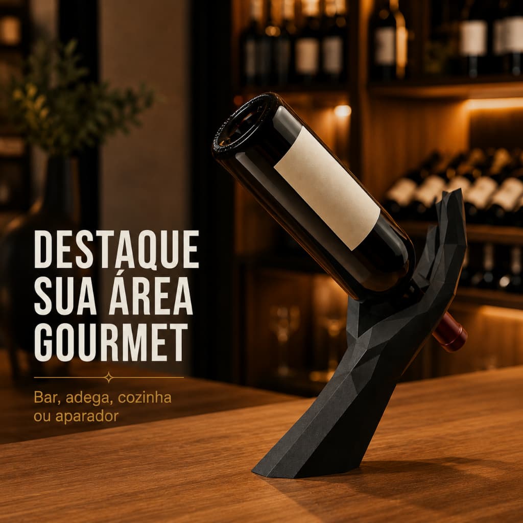 Suporte para Garrafa Formato Mão Porta Garrafa Decorativo Adega Bar Cozinha Área Gourmet