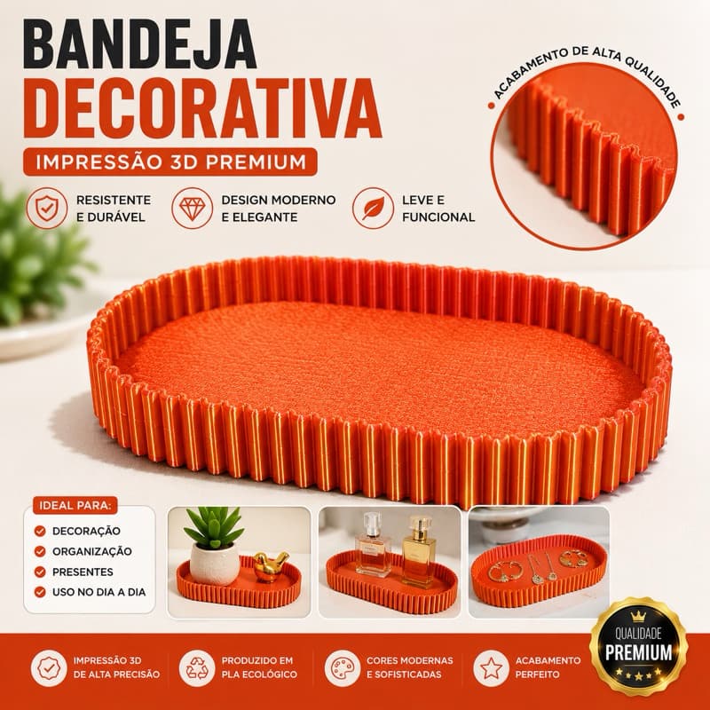 bandeja decorativa -porta chaves- porta perfume laranja brilho