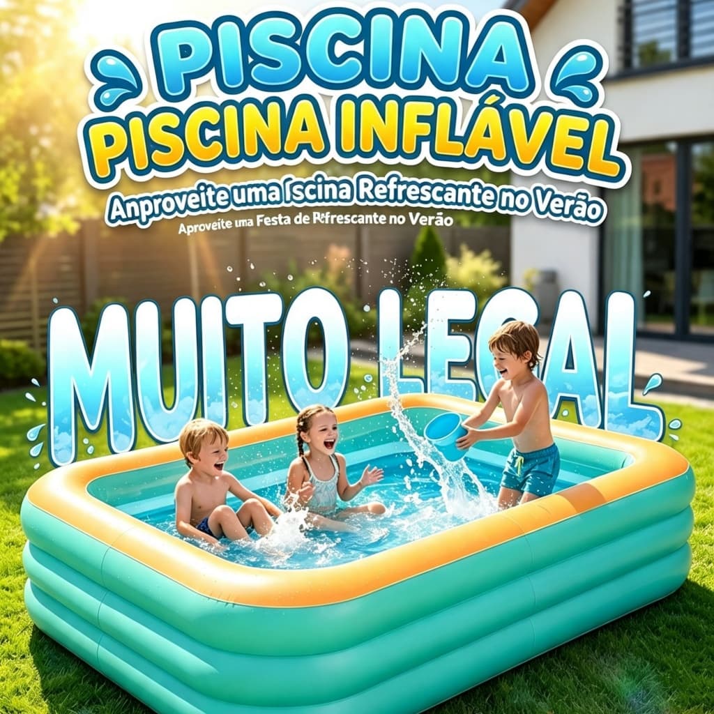 Piscina Inflável Familiar Estilo Praia Tropical Grande PVC Espesso Quintal Verão para Adultos e Crianças