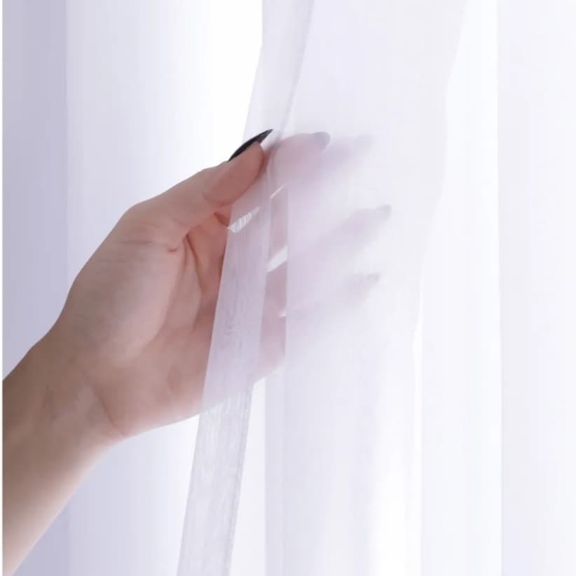 Cortina Voil Branco Transparente Para Sala Pé Direito Alto Tecido Leve
