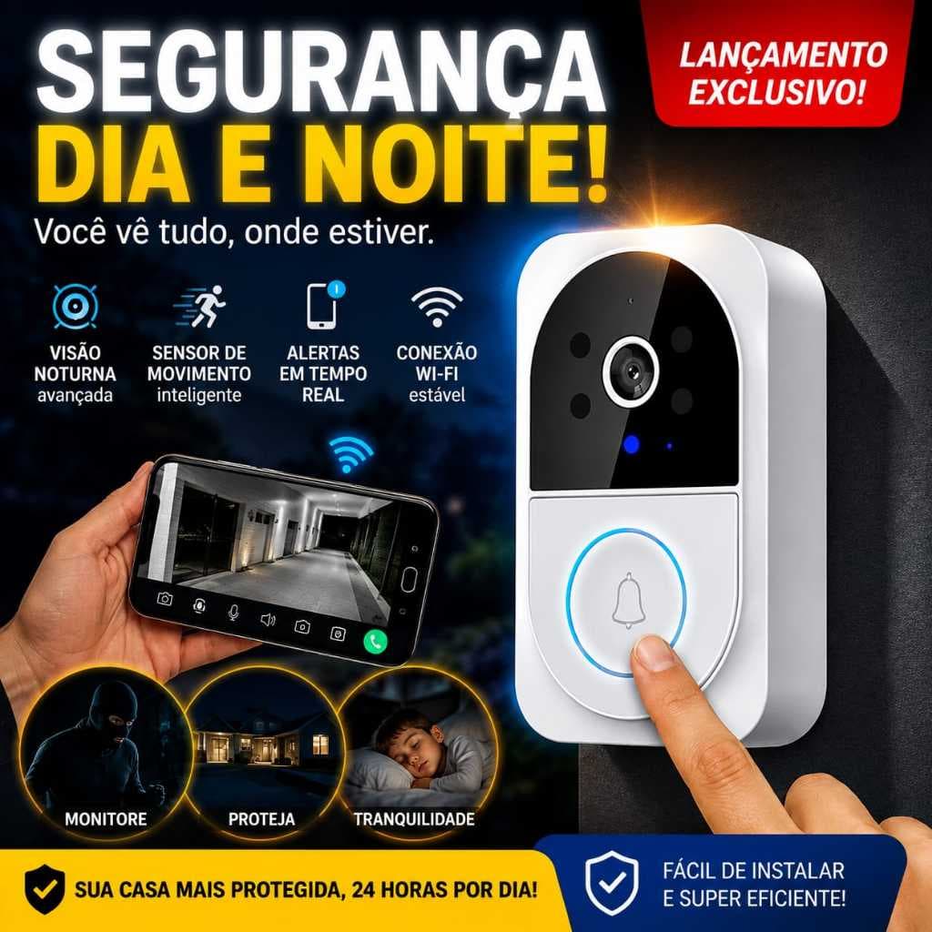 Campainha Inteligente Campainha X12 Altomex Vídeo Inteligente Smart Wi-fi Sem Fio C/ Microfone Caixinha de Som