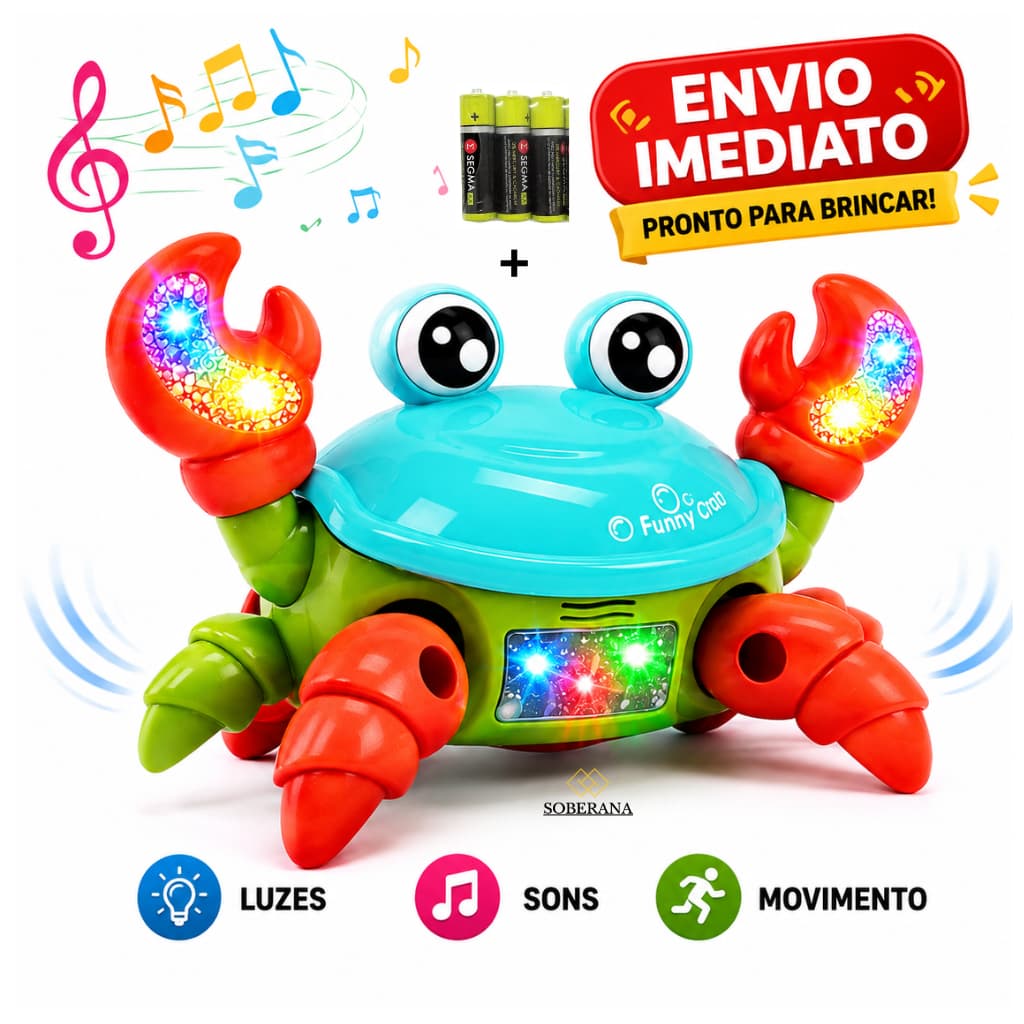 Brinquedo Caranguejo Em Movimento Fujão Som e Luz Infantil