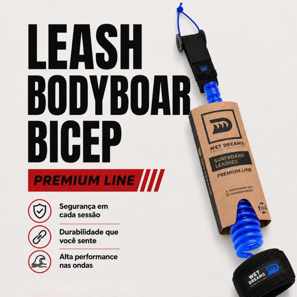 Leash Para Prancha De Surf Bodyboard Premium Biceps Azul 1.524m 7mm Wetdreams